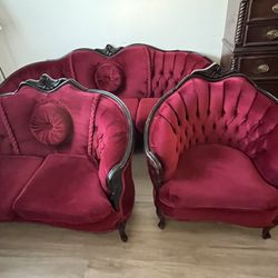 3 red couches