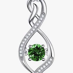 Silver Necklace with Emerald Pendant