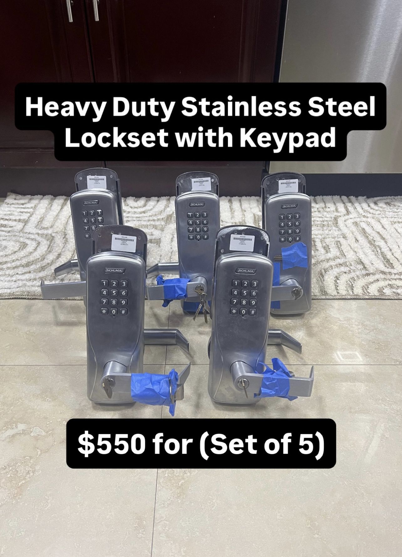 Heavy Duty Stainless Steel Lockset With Keypad (Set Of 5) Pickup Today Available 