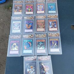 $2500! All Yugioh Yu-Gi-Oh cards Collection All 14 Graded Cards. All New & 1996 1st edition stamp. Exodia all blue eyes. All red eyes. All dark magici