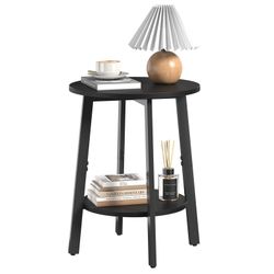 Modern Black Round 2-Tier Side Table