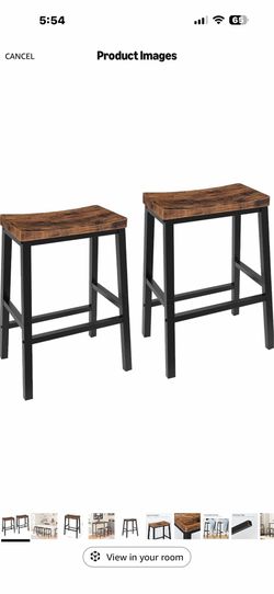 HOOBRO Bar Stools, Set of 2 Bar Chairs, 23.6 Inch Saddle Stools, Kitchen Counter Seat with Footrests, Industrial Barstools for Dining Room, Kitchen, C