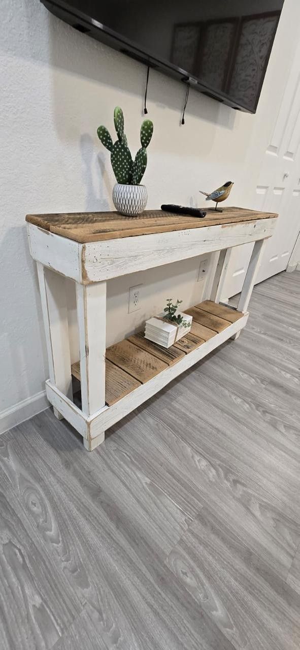 White Wood Console Table 46 Inches