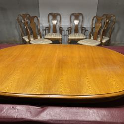 Solid wood, six piece dining room table set
