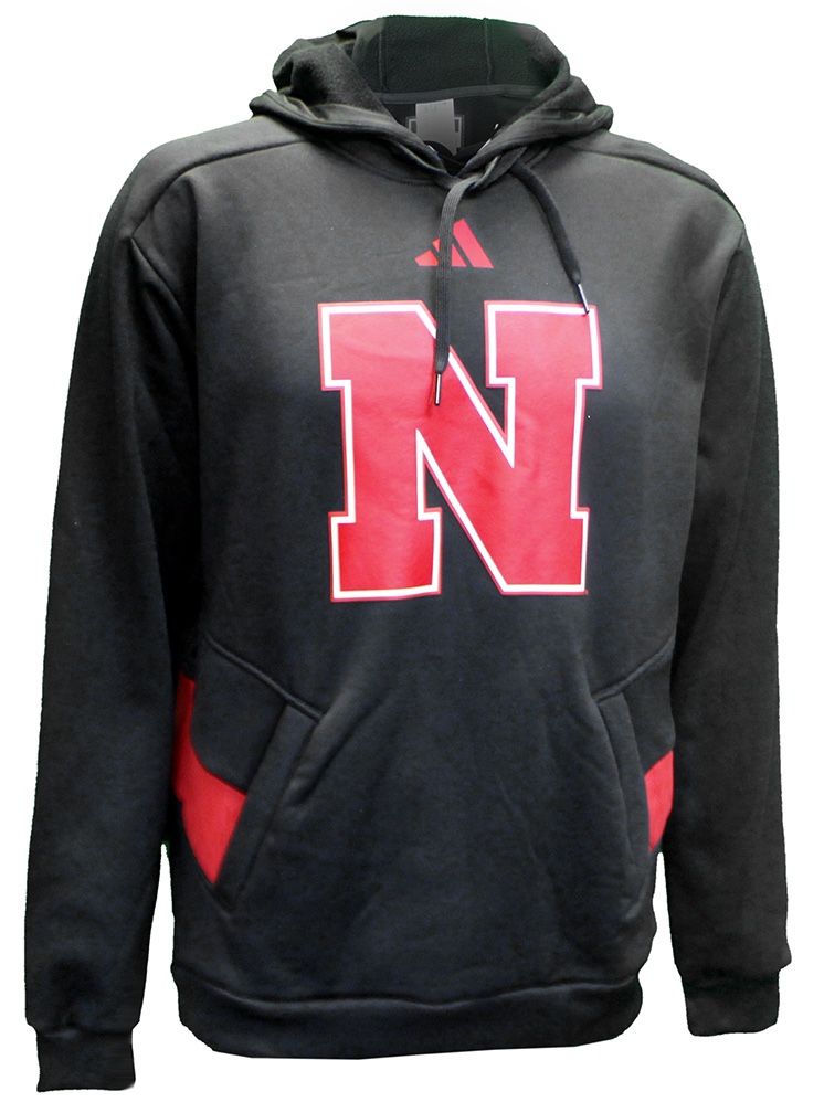 NWOT Adidas Nebraska Cornhuskers Black Hoodie Sweatshirt Mens Size Large #335