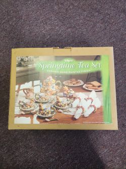 19pc springtime ceramic tea set