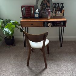 Desk Or Beauty Table, Rod, Iron Legs, And Pull