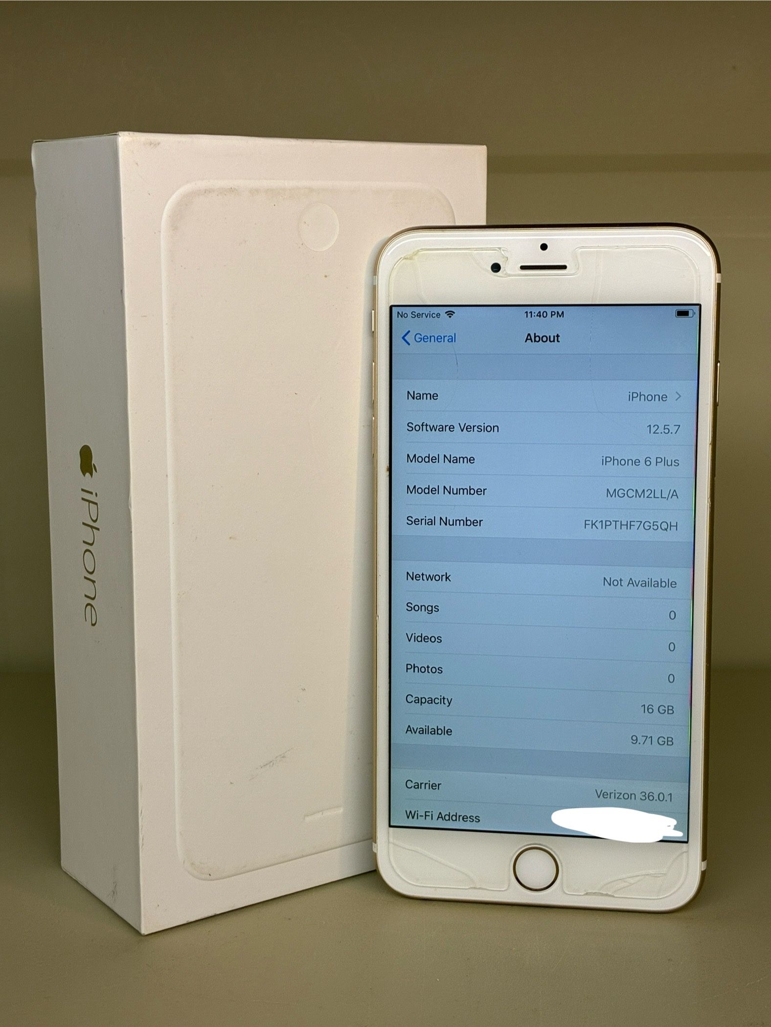 Apple iPhone 6 Plus A1522 16GB With Box 97% Battery Health