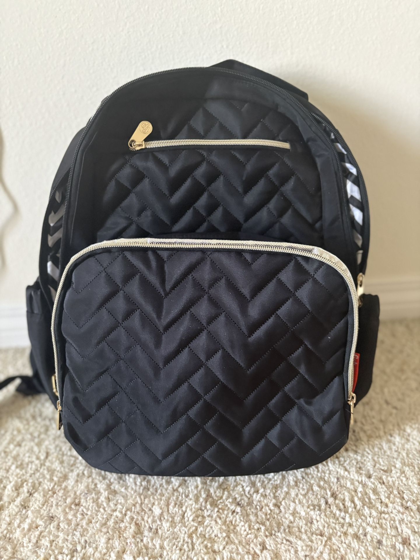 Fisher-Price Morgan Black Quilted Backpack Diaper Bag