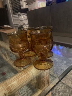 Vintage tiffin amber set of juice goblets 