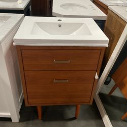 24” Brown Bathroom Vanity With Ceramic Top (V1285)
