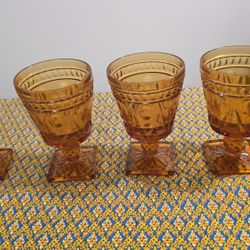 Vintage Indiana Glass “Colony Park” Amber Goblets – Set of 4, 6, or 12