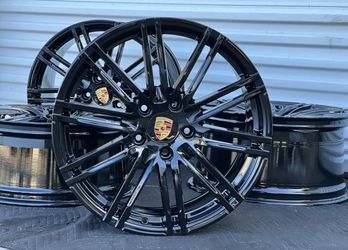 NEW 20” PORSCHE BLACK 981 CAYMAN BOXSTER SPYDER TURBO GTS S TURBO FACTORY WHEELS RIMS