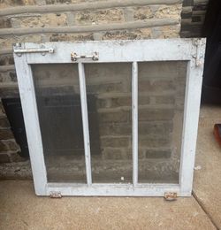 Rustic 3 Pane Sash “Hopper” Window with original paint & hardware.