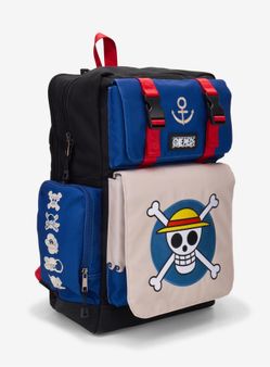 One Piece Straw Hat Crew Jolly Roger Multi-Pocket Backpack - BoxLunch Exclusive