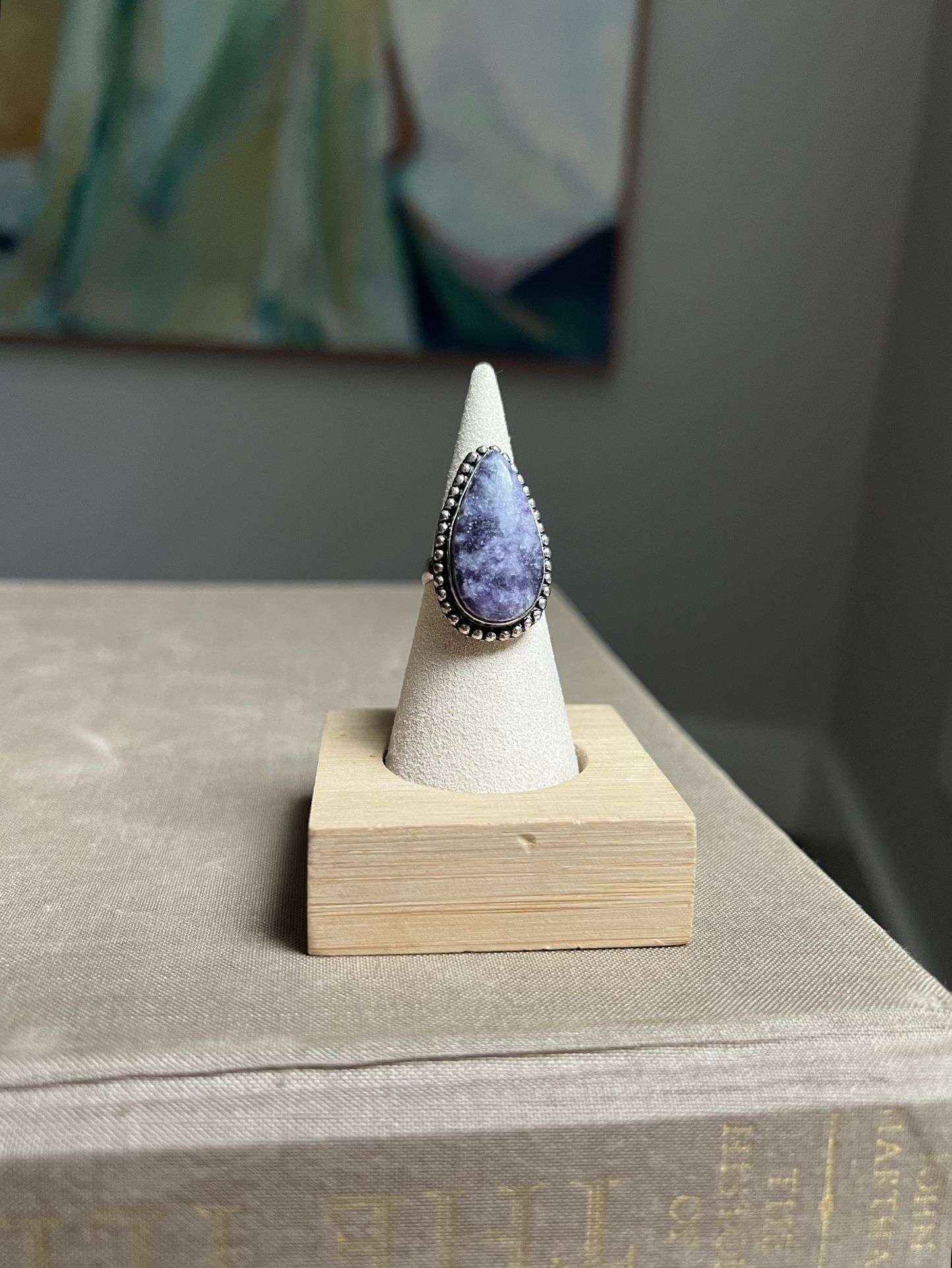 Adjustable Lepidolite Gemstone Ring ( firm on price )