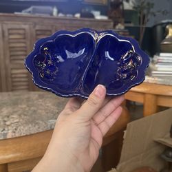 vintage cobalt divided dish Japanese