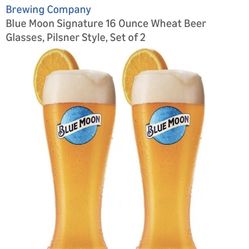 BRAND NEW Pair of Blue Moon Signature 16 oz. Beer Glasses