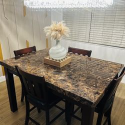 Bar height dinning table with 4 chairs