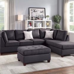 Brand New Comfy Plush 3pc Sectional Set