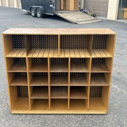 Kids Real Wood Cubby Cabinet With Wheels-$40