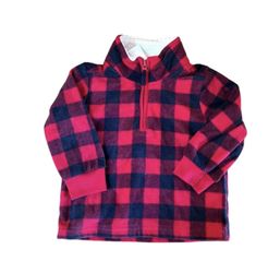 Just One You Carter's Red and Black Gingham Pullover Sweater Fleece Like 9M