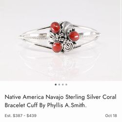 Signed Navajo Sterling Bracelet Cuff