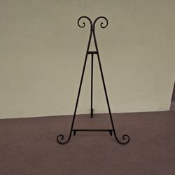 Ornate Metal 39" Tall Easel With Scroll Design & Copper Or Bronze Finish 39"H X 24"W At Bottom 