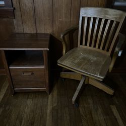 Nightstand/ End Table & Wooden Office Chair 