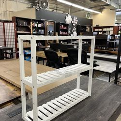 SONGMICS Bamboo Bathroom Shelf 3-Tier Adjustable Plants Rack Wall-Mounted or Stand - White