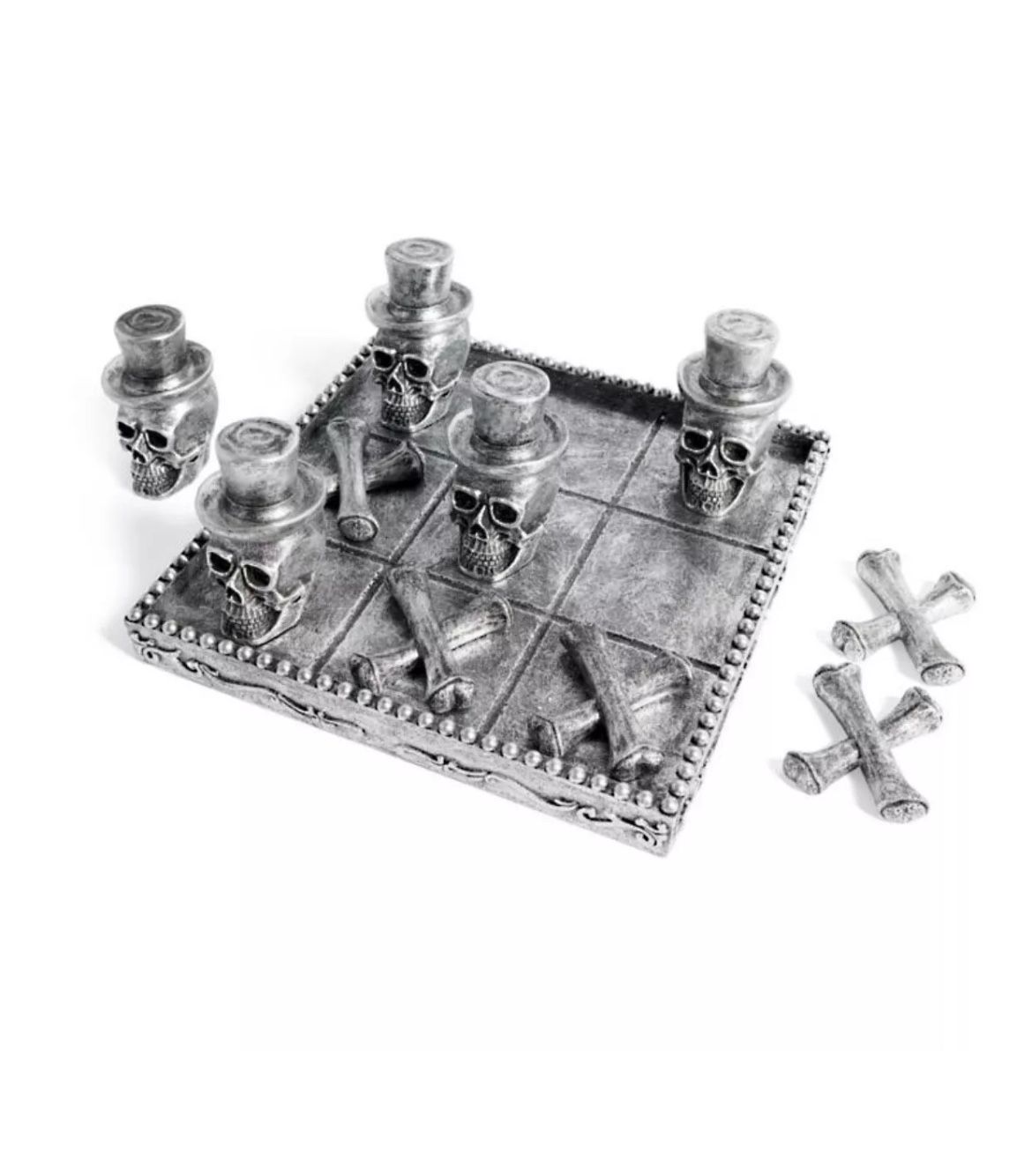 Grandin Road Halloween Prop Skull Head With Bones 10” Tic Tac Toe Game (gr)
