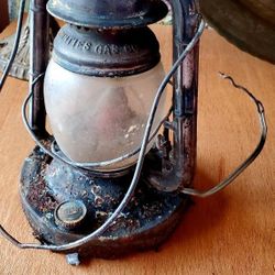 Old Rustic Lantern Converted For Electric Lignt Bulb