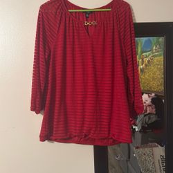 Women’s Size XL AGB Red 3/4 Sleeve Blouse