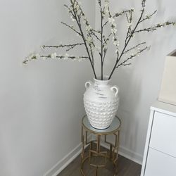 Side Table, Vase, Flowers