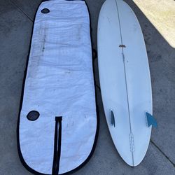 7’3 Mid Length Twin with Fins and Bag (Thruster fin setup)