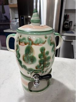 VINTAGE RARE M.A. Hadley Ceramic Beverage Dispenser with Stand