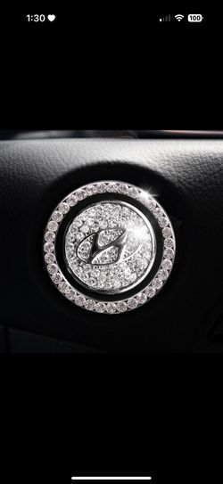 Hyundai Start Button | Bling Car Décor | Crystal Rhinestone Car Bling Ring | Emblem Sticker