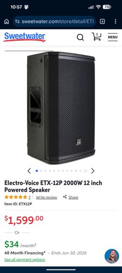 EV ETX 12P professional DJ/Band speakers