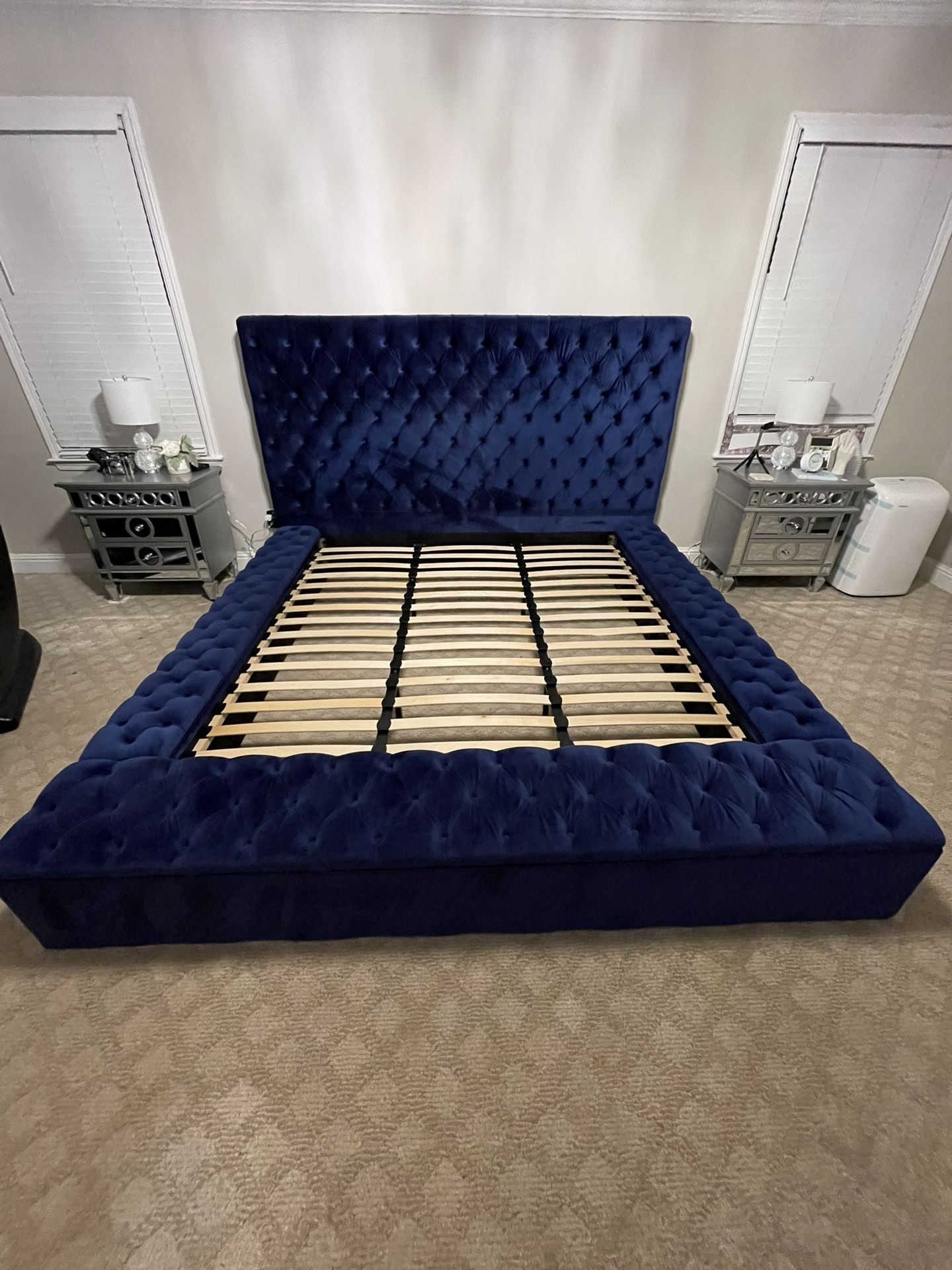 Blue upholstered bed(Eastern King Size)