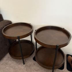 Wood side table set of 2