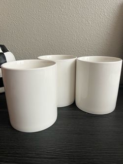 Set of 3 White Ceramic Utensil Holders