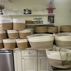 Baskets, Cotton, Jute, Multiple Sizes
