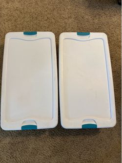 2 Sterilite 56 Qt Latching Storage Bins with Wheels & Lids