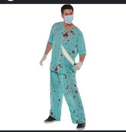 - Unisex Adults Halloween Bloody Surgeon Scrubs Fancy Dress Costume