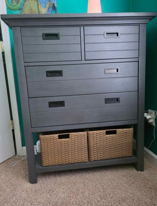 Bedroom Set **dresser, Tall Chest With Baskets & Infant/ Toddler/ Twin Bed Converting Rails