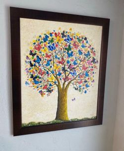 Framed Butterfly Tree Canvas Wall Art