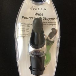 Rabbit Wine Pourer with Stopper, One Size, Black 