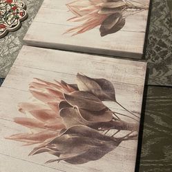 Set Of 3 Canvas Print Flower Paintings 