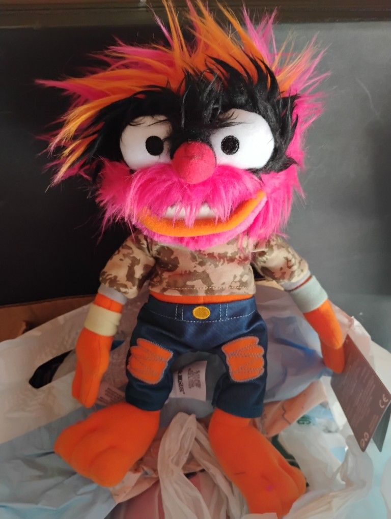 Disney Store Muppet Babies Animal Drummer 12" Stuffed Plush Doll Toy Camo Jeans New