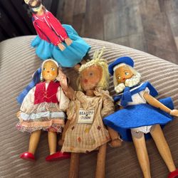 RARE WOODEN VINTAGE DOLLS